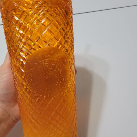 Starbucks Studded Tumbler 2022 Dining Orange Disco Grid Prism Venti 24 oz Cup - Picture 12 of 12